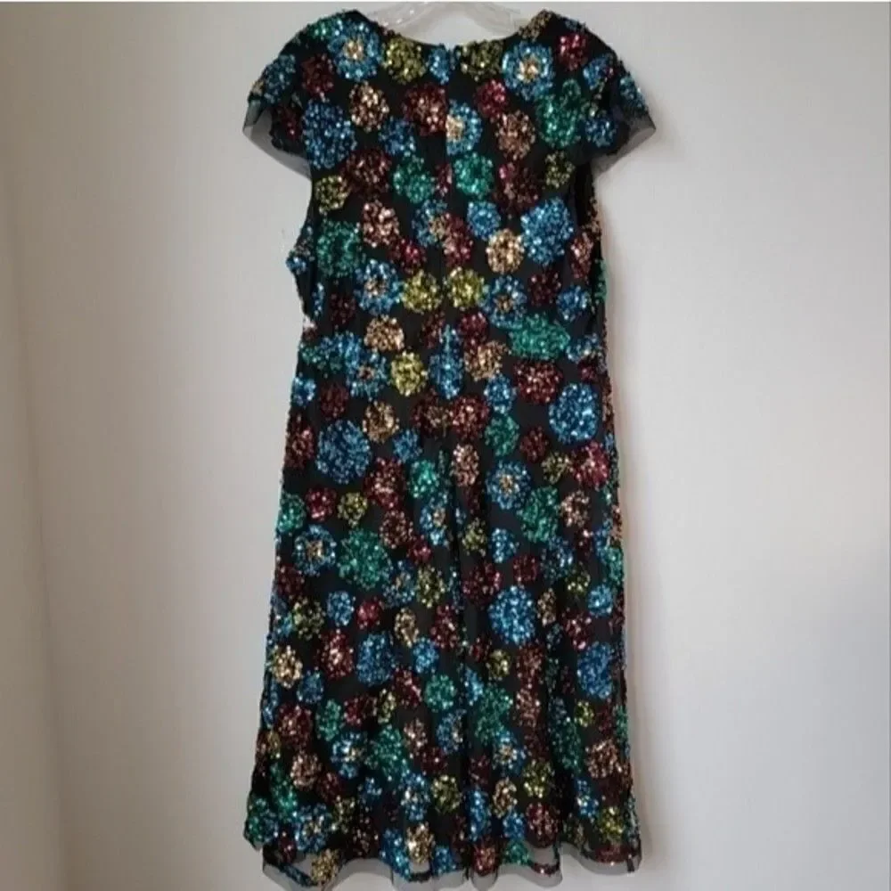 NWT Anthropologie Eva Franco Multicolor Sequined Holiday Party Midi Dress - Picture 16 of 16